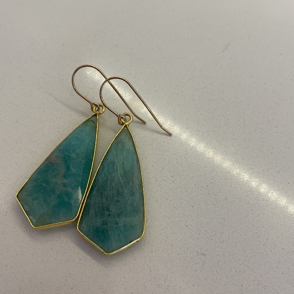 Gorgeous Russian Amazonite Angular Gold Filled Ea… - image 5